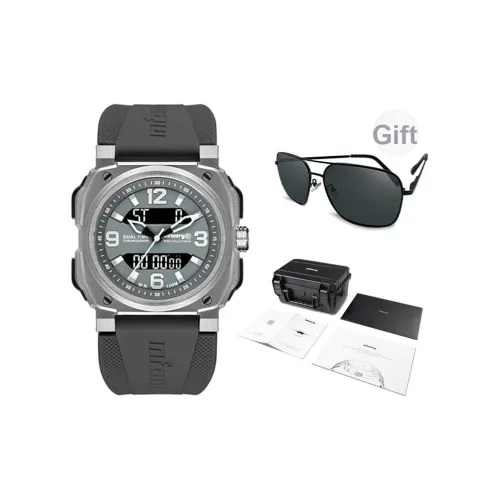 INFANTRY Hawkeye Black Warrior Double Eye Collection Электронный механизм Силиконовый ремешок Часы Мужские Серый циферблат