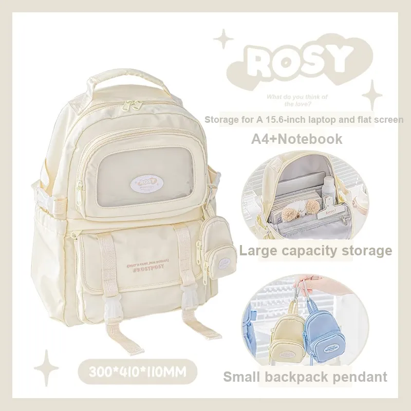 Rosyposy Fabric Backpack Versatile Travel Lightweight Backpack Ins Backpack Regular Unisex Multicolor-5
