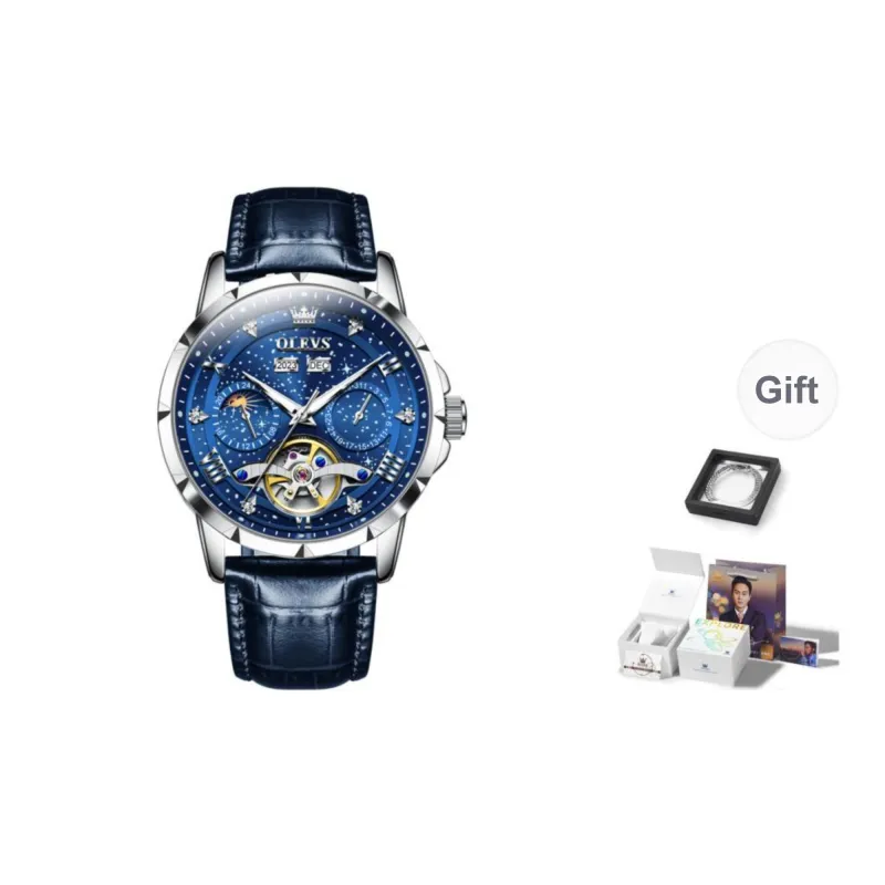 OLEVS Automatic Mechanical Movement Stainless Steel Watchband Watch Men's Watches Black Dial-13