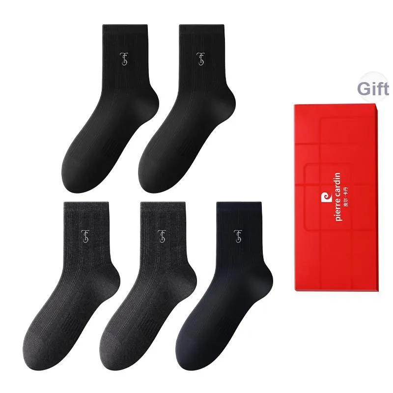 PIERRE CARDIN Mid Calf Socks Men's 5 Pack Box Included-2