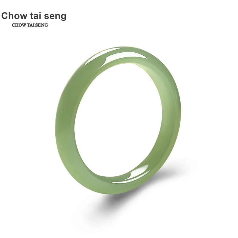 CHOW TAI SENG Bangles Pale Greenish White Jade Women's-1