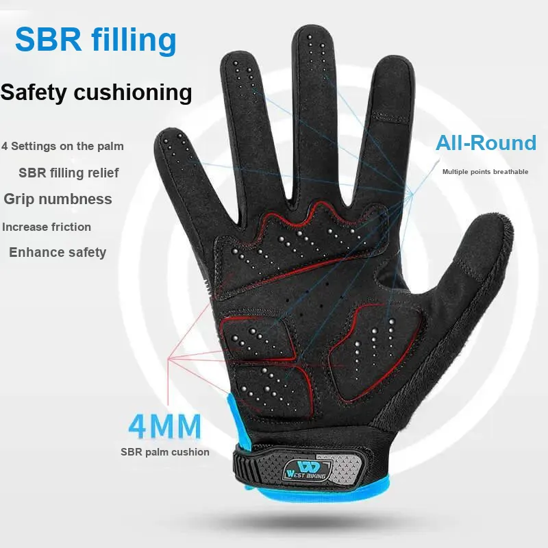 WEST BIKING Riding Equipment Cycling Glove Outdoor Men's Polyester Spandex Lycra Fabric M/L/XL-9