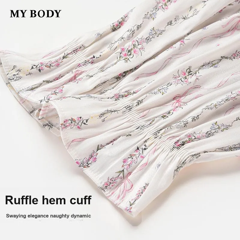 MY BODY Pajama Set Women's Butterfly Flower-4