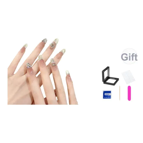 XNTX Премиум Сверкающий страз Французский Осветляющий False Nail Овал MID Длина (размер в длину) Розовые оттенки Телесный Стиль Instagram