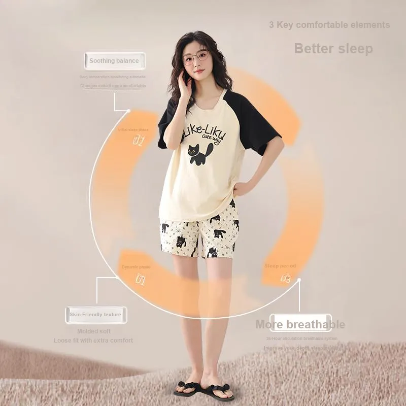 XIAFENYAN Pajama Set Women's Apricot-3