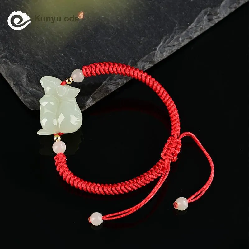 KUNYUYAO Hetian Jade Bracelets Pale Greenish White Jade Unisex-3