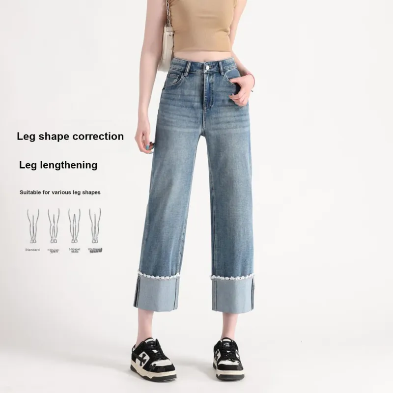 FAWENXIANGZI Jeans Women's Medium Blue-7