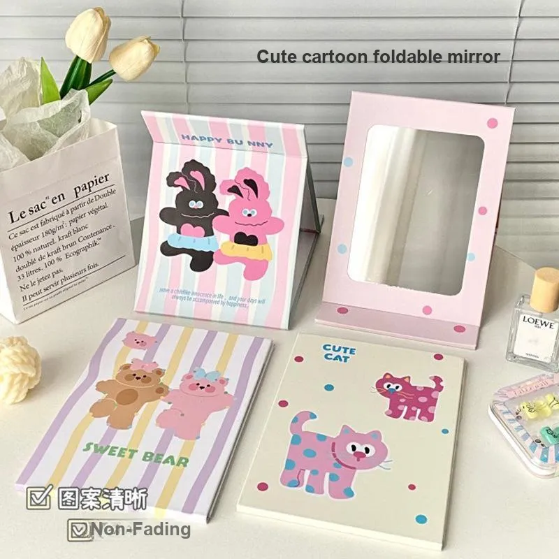 Jingda Cartoon Foldable Make Up Mirrors Desktop Stand Large Size-5