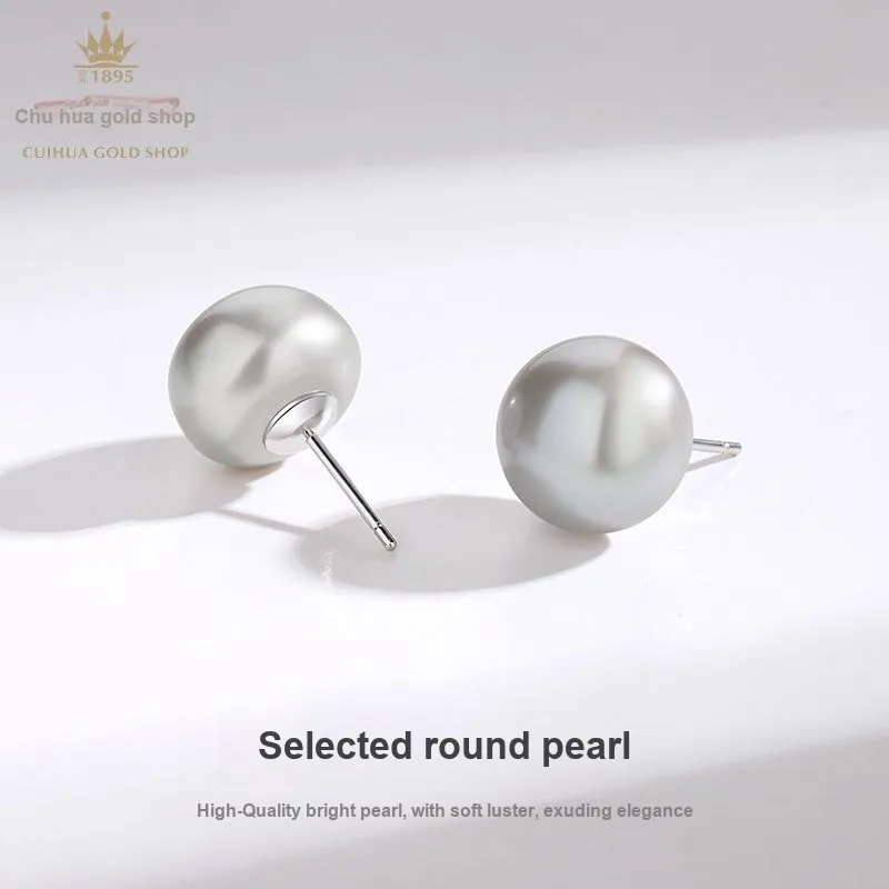 Cuihua Gold Shop Pearl Stud Earrings Women's-4