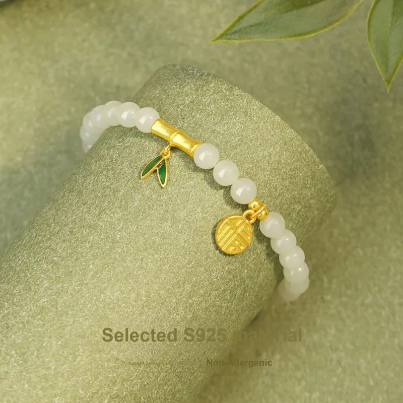 Andaozi Hetian Jade Bracelets Pale Greenish White Jade Women's-3