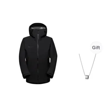 MAMMUT Waterproof And Wear-resistant Windbreaker Jacket Unisex Black Comes With Necklace