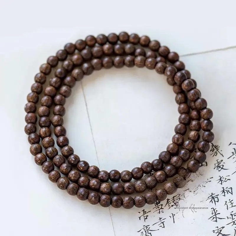 FANGYUANXIAOFU Golden Sandalwood Time Brings Fortune, Single Wrap Beaded Bracelet Unisex-4