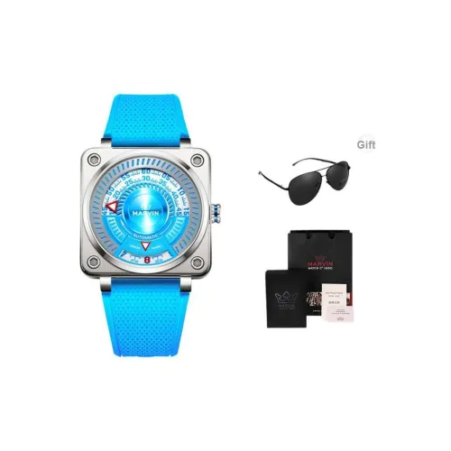 MARVIN Автоматический Механический Механизм Мужские Часы 42мм*42мм*12,05мм Синий