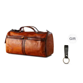Simple&nature Cow Leather Travel Bag Unisex Light Brown