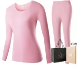 Women's Crew Neck Clothing Sets (Bright Pink) 100% cotton Lace Trims Neckline/Shopping Bag Included