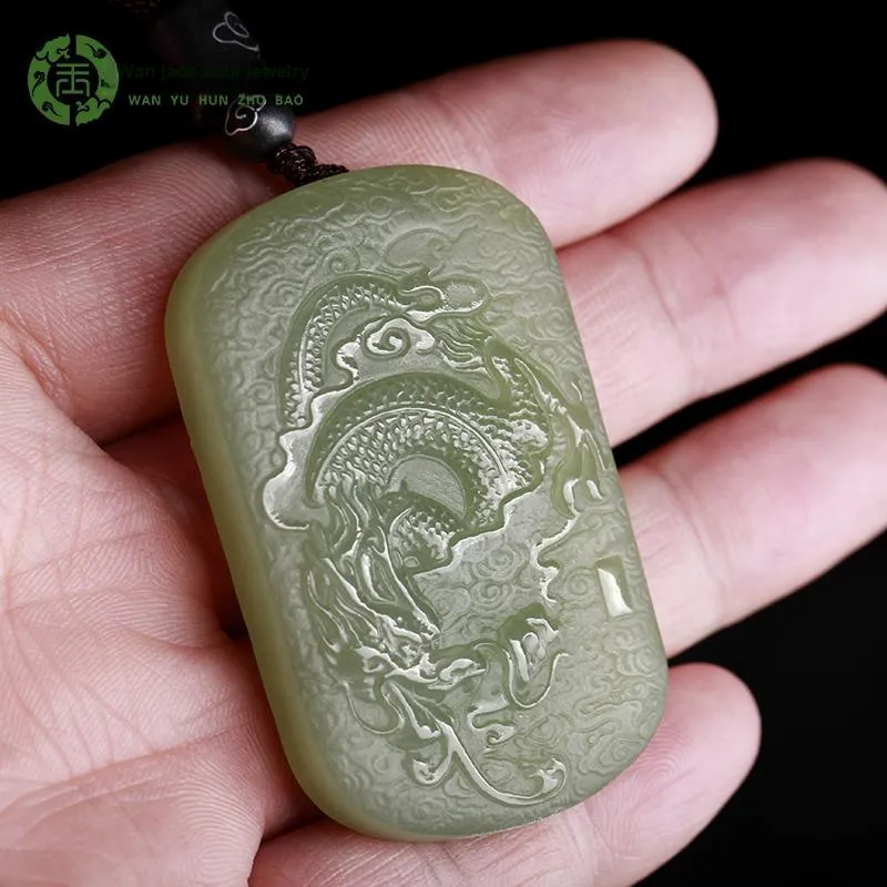 WANYUHUN Hetian Jade Pendants White Jade/Pale Greenish White Jade Unisex-11