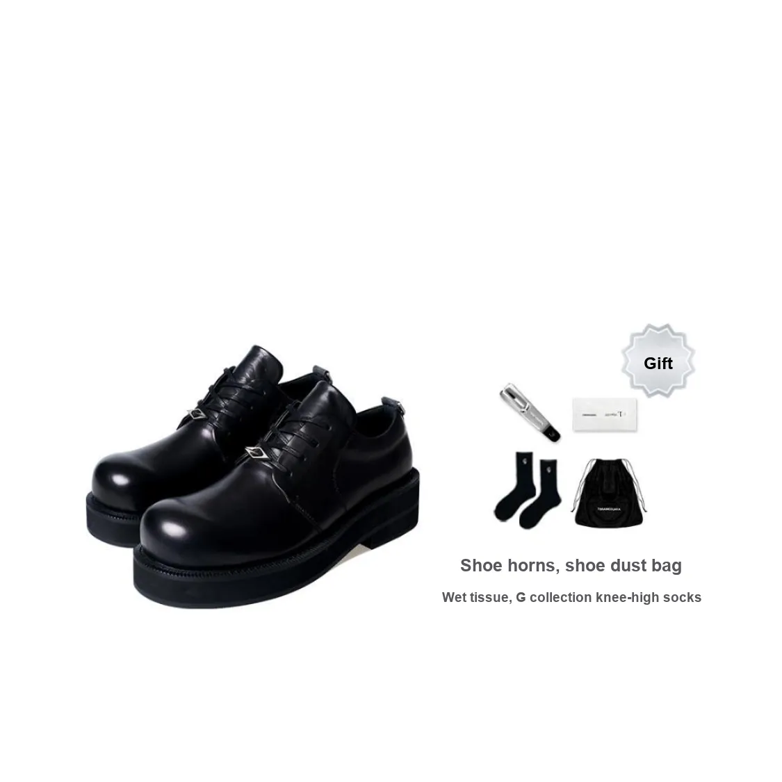 TERRA INCOGNITA Round Tip Derby Men's Casual Leather Shoes Men's Black