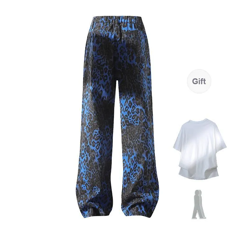 FAX FOR FMACM Jeans Unisex Black Leopard Print-7