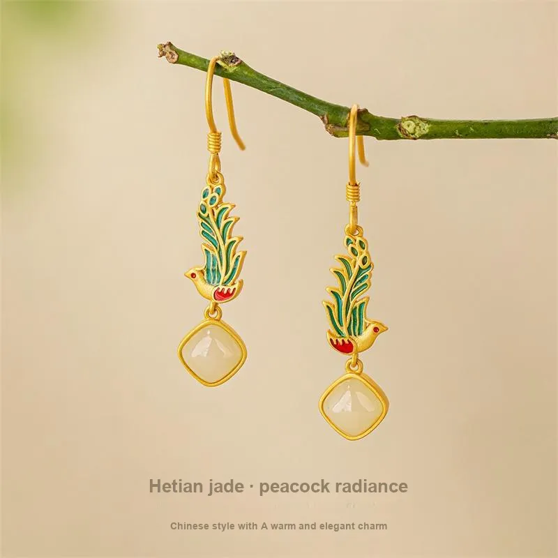 Encounter Gift Hetian Jade Earrings Pale Greenish White Jade Women's-1