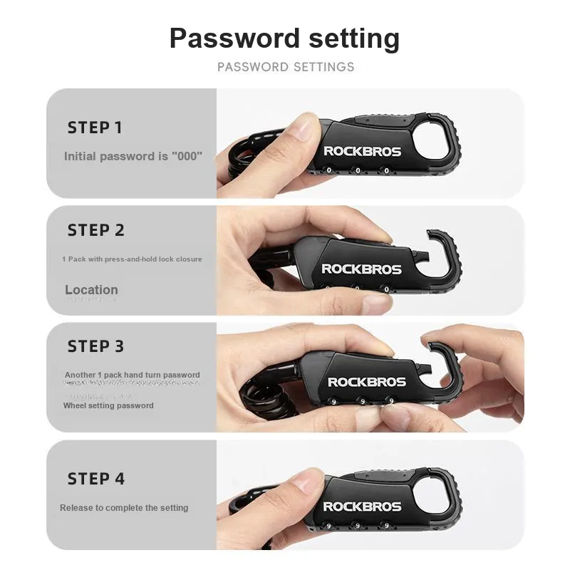 ROCKBROS Bicycle Locks Cable Lock-4