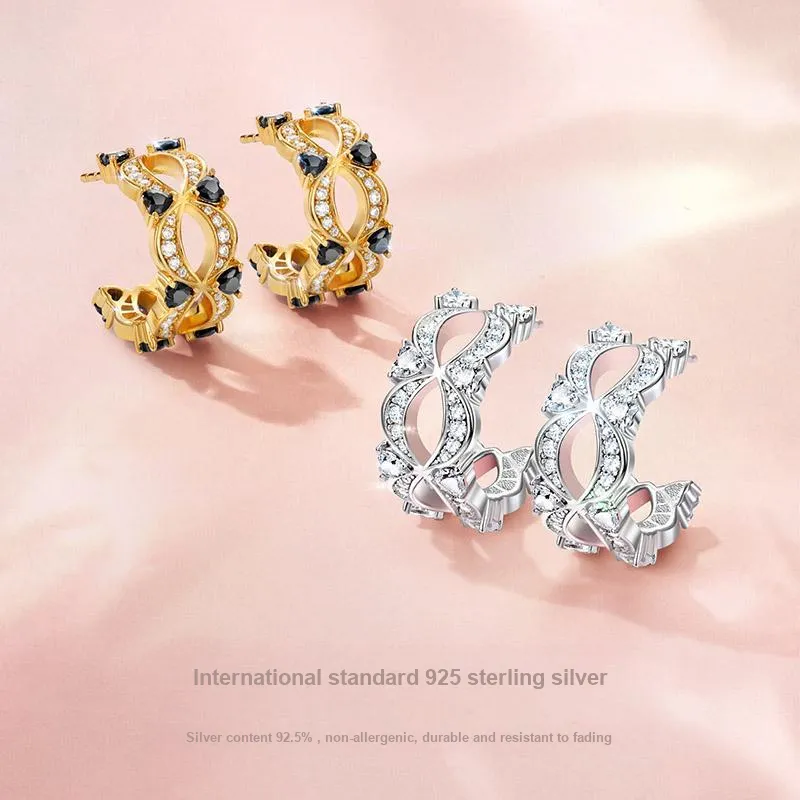 FANCI Dreamy Heart Moon Series S925 Silver Earrings Women's-2