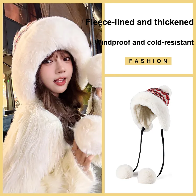 Shizhu Thickened Hoods & Plush Hats Women's-5