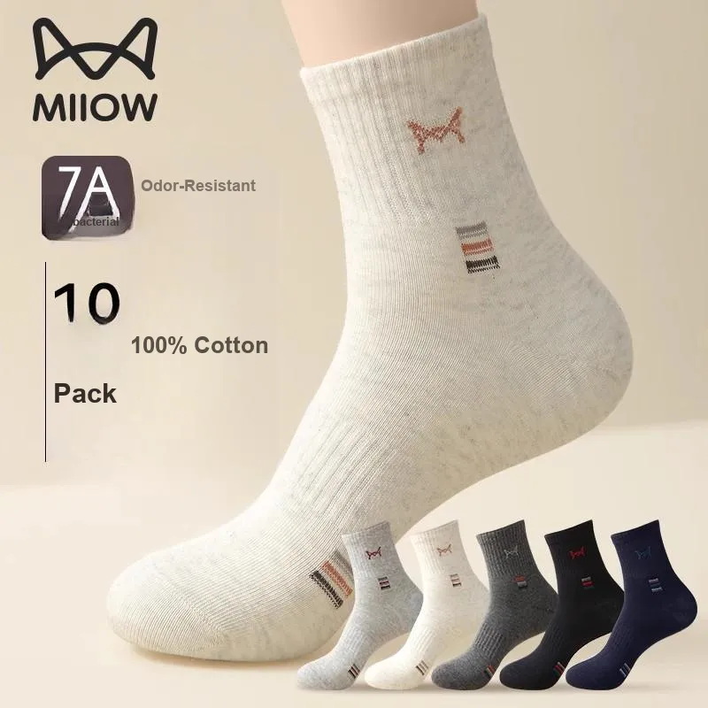 MIIOW Mid Calf Socks Men's 5 Pack-12