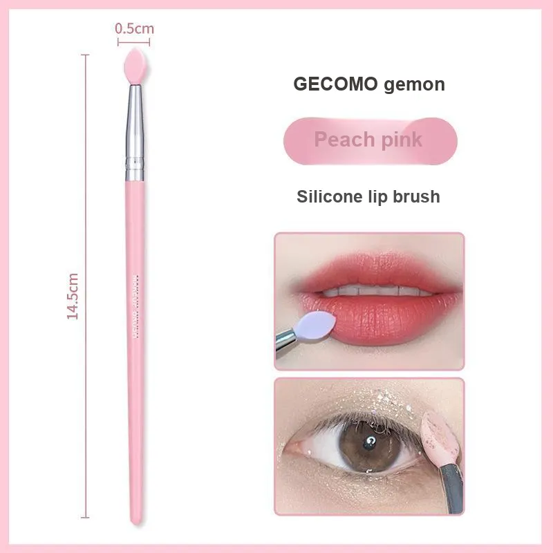 GECOMO Silicone Lip Brush With Flat Toe, Lip Mask Brush+Oil Absorbing Paper, Built in Mirror Powder Puff, Makeup Tool-5