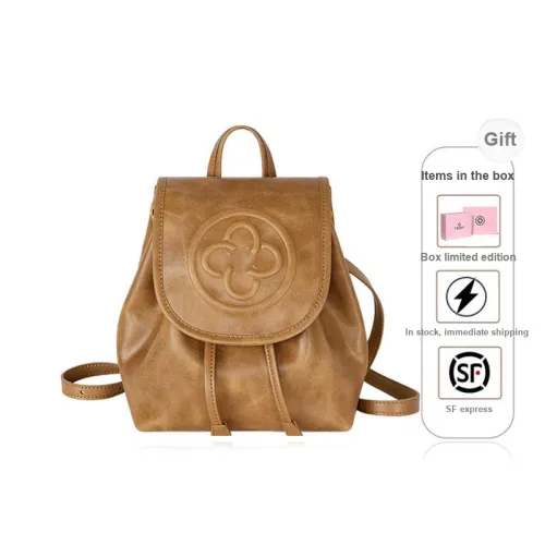 CASSILE Cow Leather Backpack Small Size Women's Amber