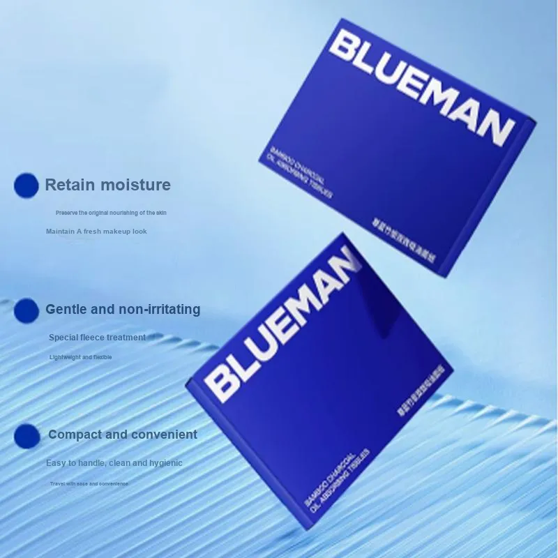 BLUE MAN Bamboo Charcoal Facial Oil Absorbent Paper Soothing 200 Pcs/400 Pcs-1