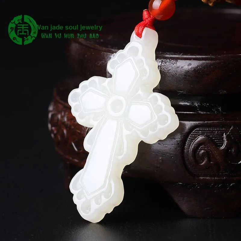 WANYUHUN Hetian Jade Pendants White Jade Unisex-1