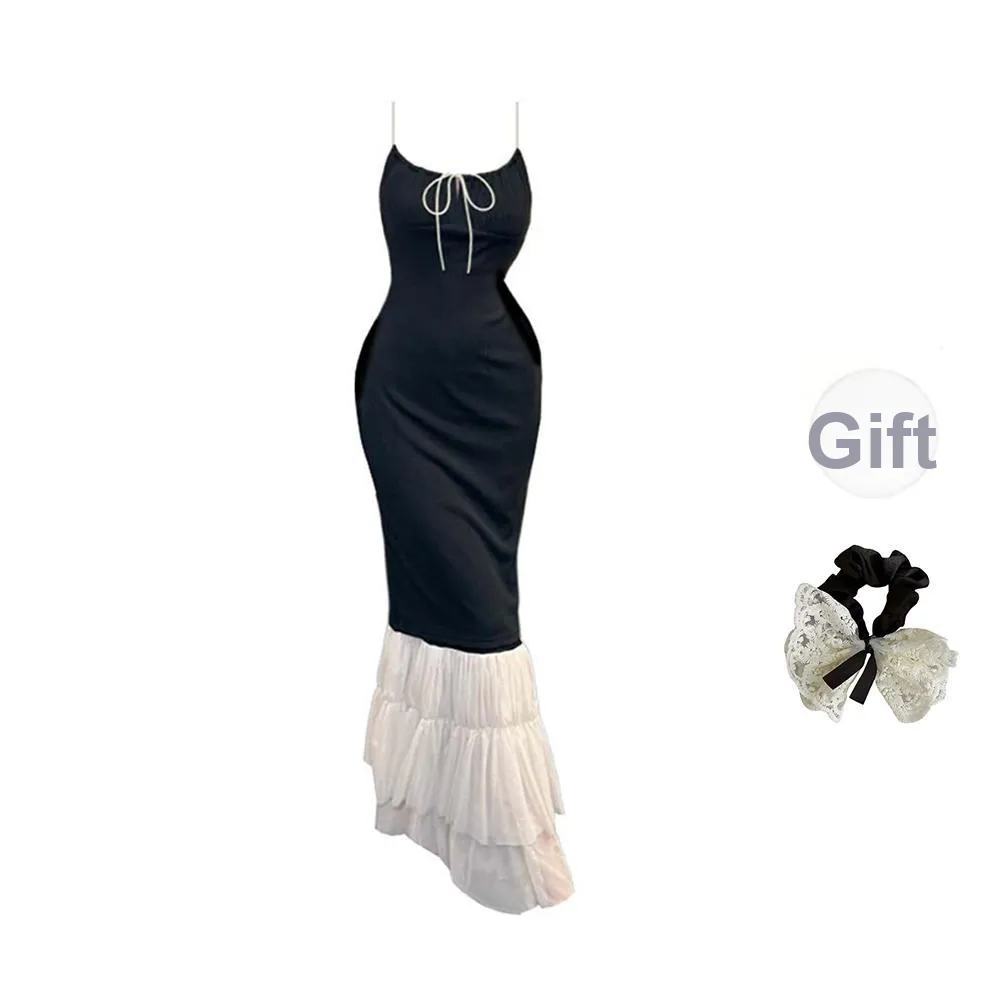 PAVEA Slip Dress Women's Black+Hair Tie Comes With