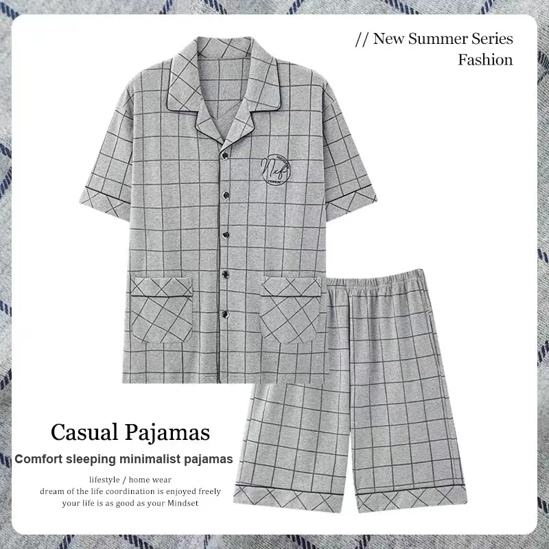Inside The Orange Pajama Set Men's Plaid Gray-2