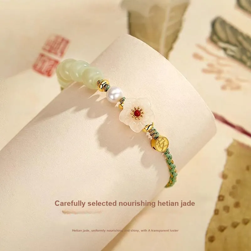 Zhou Jifeng Hetian Jade Bracelets White Jade Women's-2