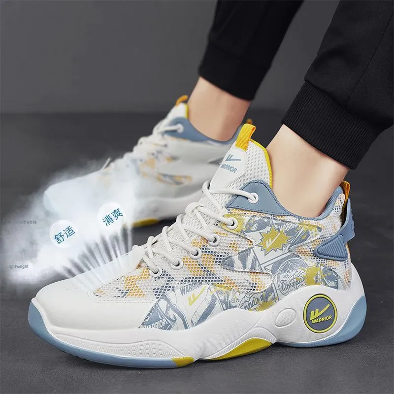 WARRIOR Basketball Shoes Men Mid Top Yellow-10