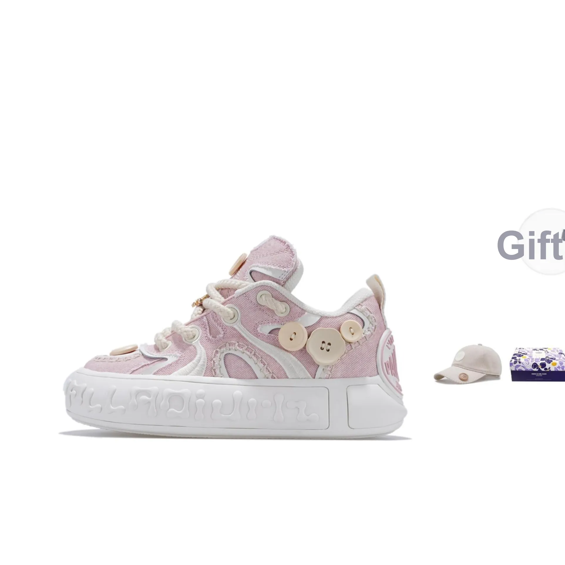 Палладий Устойчивый к истиранию Дышащий Низкий Топ Скейтборд Кроссовки Унисекс Вишнево-розовый Белый