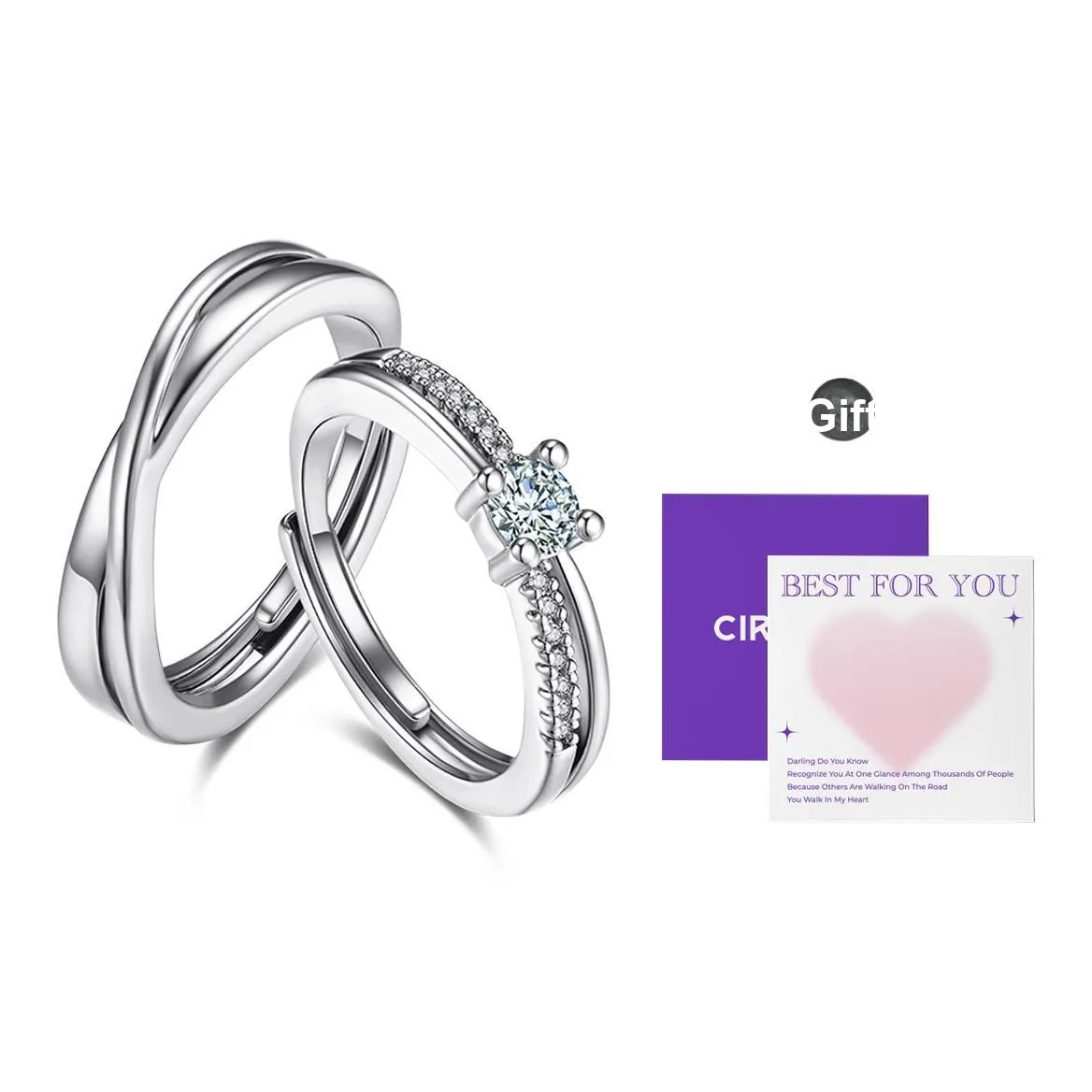 CIROCCO Циркон Инкрустированные Кольца Унисекс Серебряный