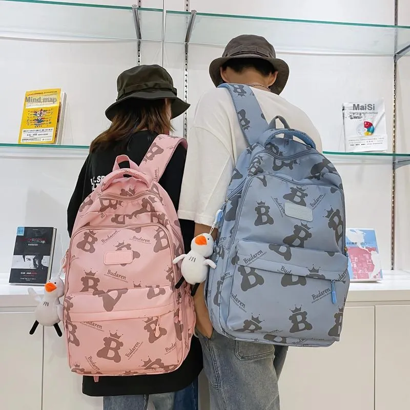Deli Bear Nylon Backpack Regular Unisex Ecru/Gray/Black/Blue/Pink-7