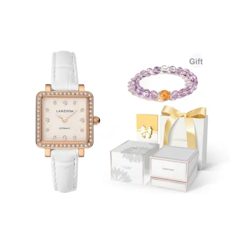 LANZOOM Fireworks Маленький Золотой Кварцевый Механизм Женские Часы на Запястье с Белым Циферблатом