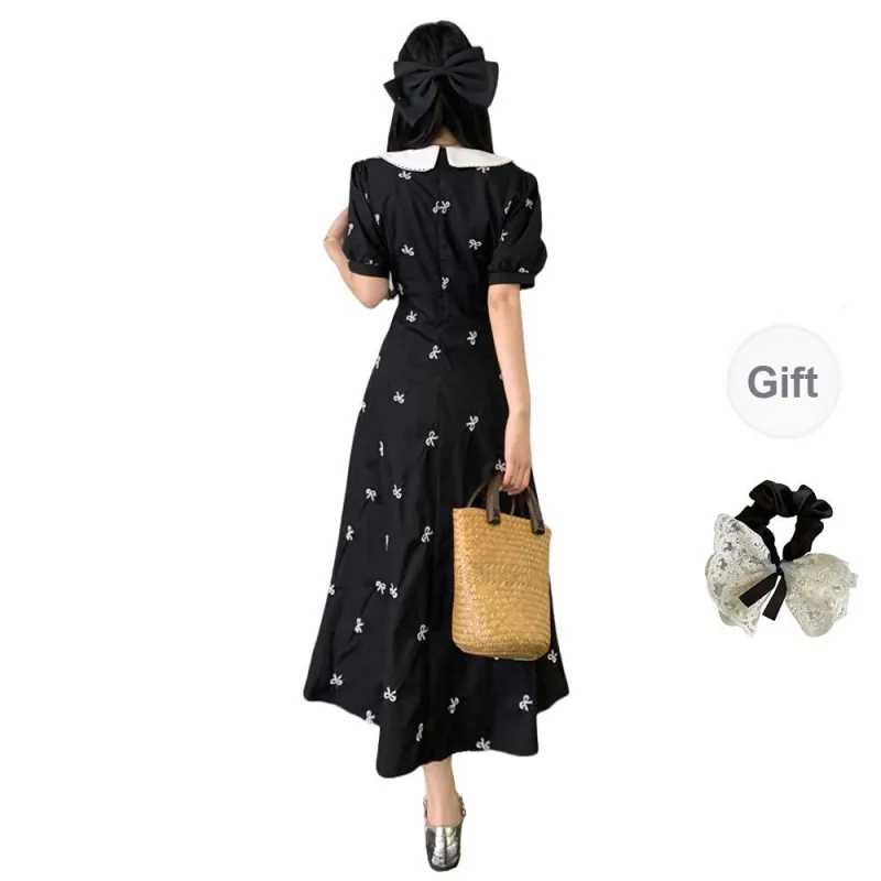 / Short Sleeved Dresses Women's Black+Hair Tie Comes With-1