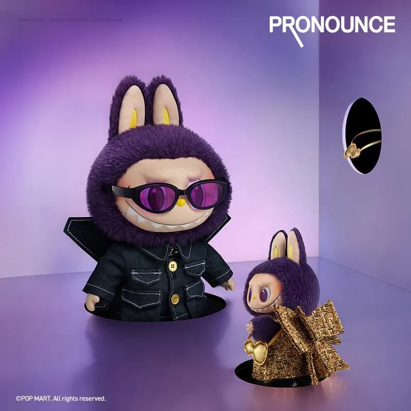 POP MART LABUBU X PRONOUNCE   WINGS OF FORTUNE Purple Cool Hang Tag Box 17.5cm-3