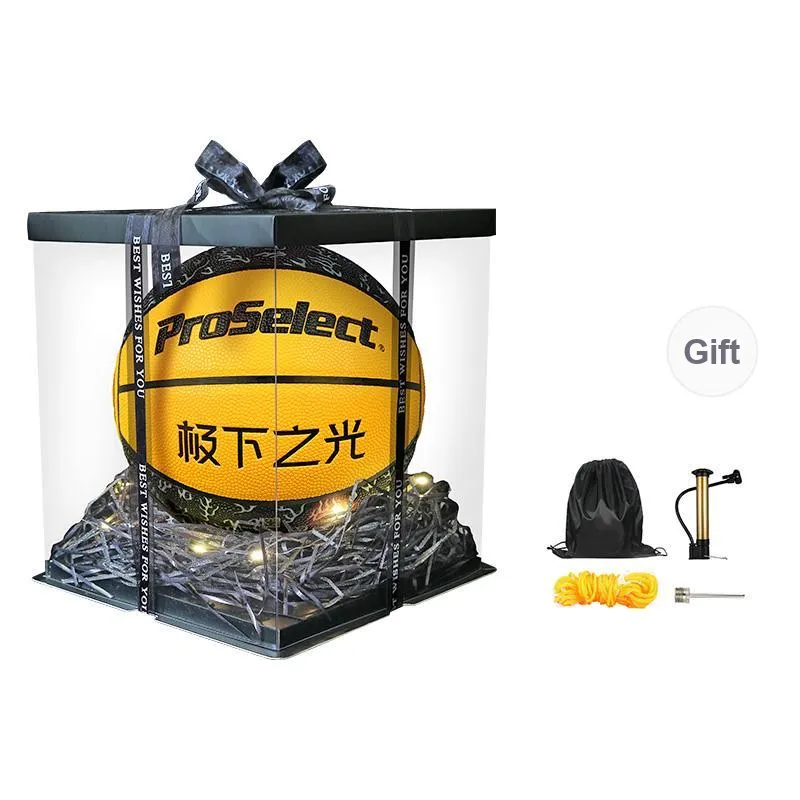 ProSelect PU Basketball Aurora Below, Black Yellow Size 5 Ball Training Competition Unisex-5