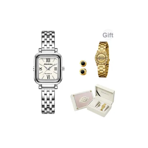 Dickies Наручные часы Кварцевый механизм Стальной ремешок Белый циферблат Женские часы Винтаж Минималистский стиль Коробка
