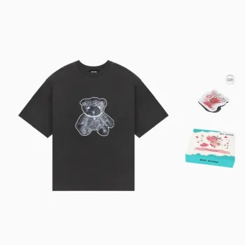 WE11DONE Necklace Teddy print Cotton T shirt