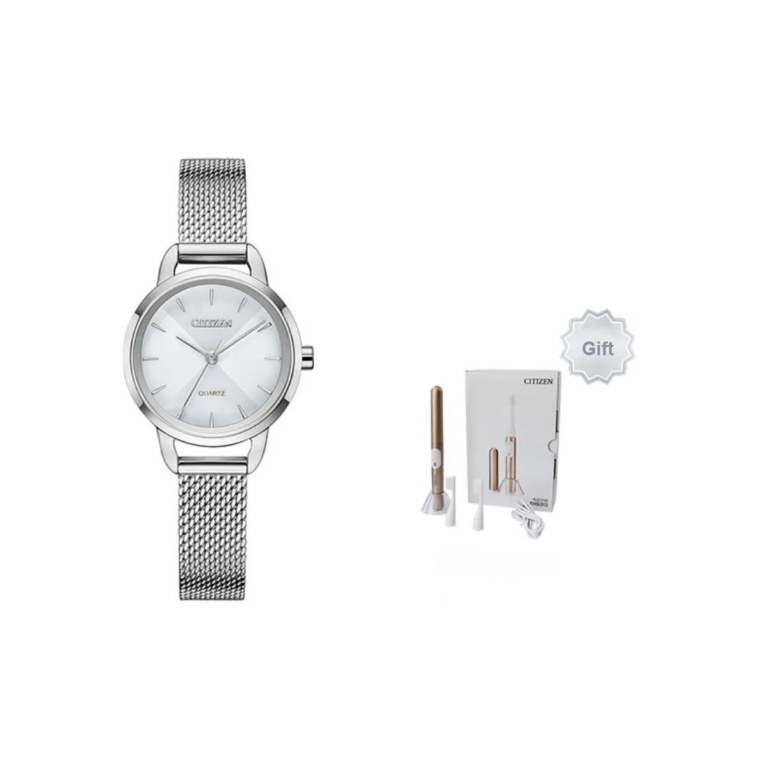 CITIZEN Кварцевый механизм ремешок из нержавеющей стали женские часы серебристый циферблат
