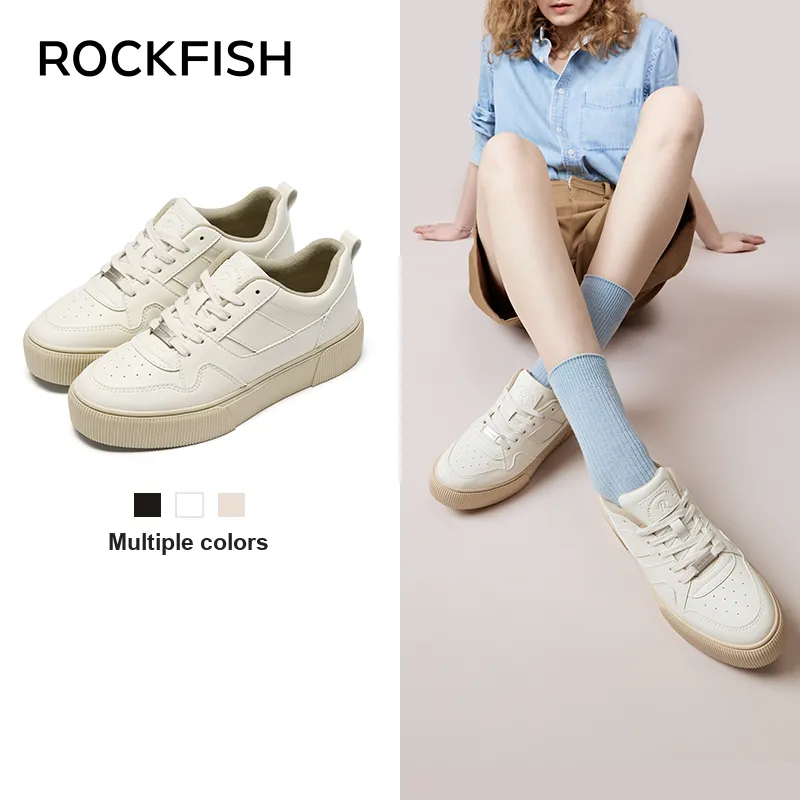 Rockfish Wear Resistant Slip Resistant Low Top Skateboard Shoes Women's Beige-5