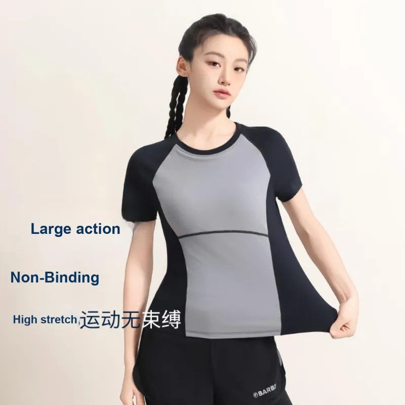 Barbie Yoga T Shirts Women's Black Gray-2