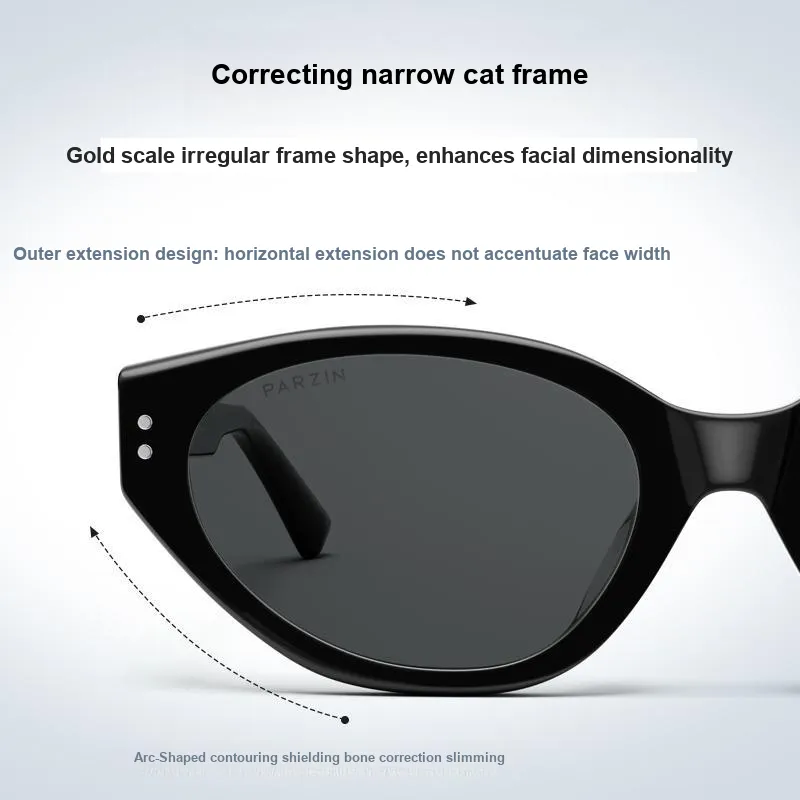 PARZIN Plate Frame Cat Eye Sunglasses Unisex-3