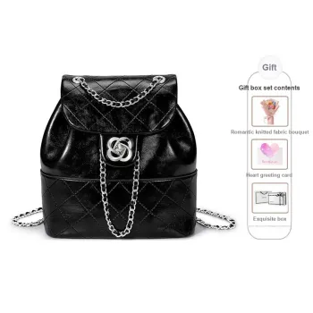 JUST STAR Artificial Leather Backpack Medium Size Women's Black