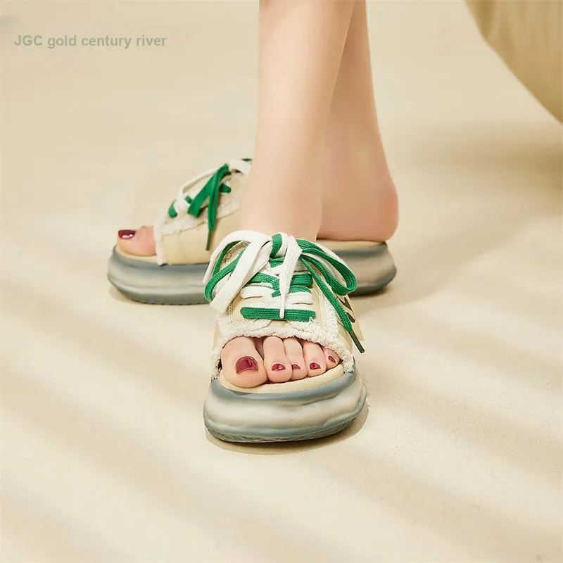 Jin Baichuan Leather Patchwork Odor Resistant Quick Dry Slide Slippers Women's-32